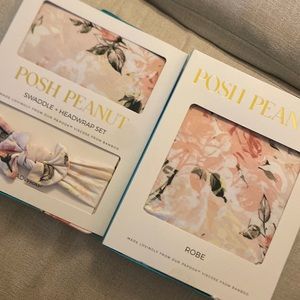 Posh peanut robe and swaddle + head wrap set